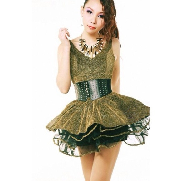 Gold and black tutu dress brand new super cute!