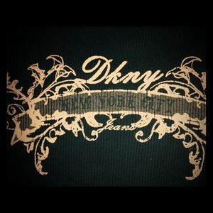 3/4 sleeve DKNY black/pink shirt