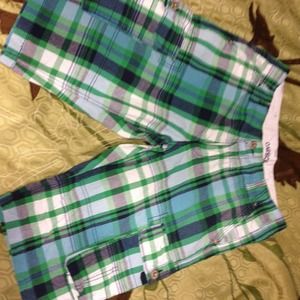 Blue and green men's plaid shorts