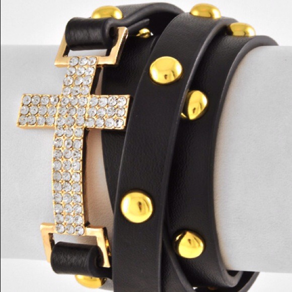 🚫SOLD🚫 Black and Gold Cross Wrap Bracelet