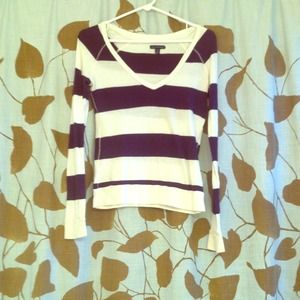 American Eagle Dark Purple Striped Long Sleeve
