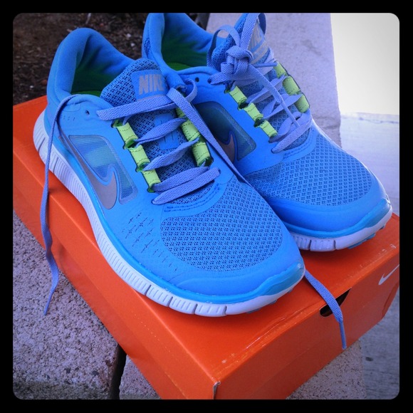 blue and lime green nike