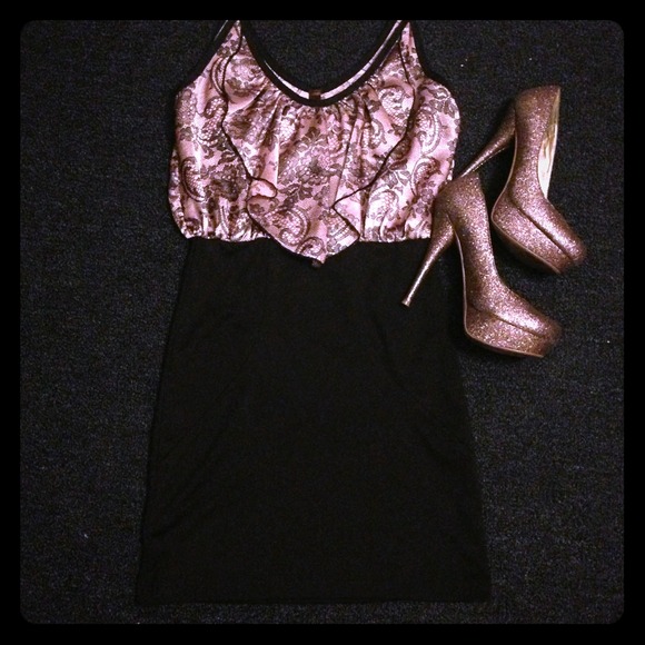 Pink and black dress