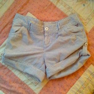 American Eagle Blue and White Striped Shorts