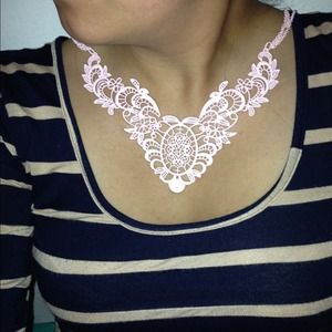 Light pink metal bib necklace