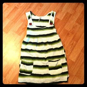 Green striped tunic tank dress sz m medium