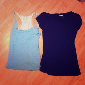 Lace tank top and black v neck tee sz s small