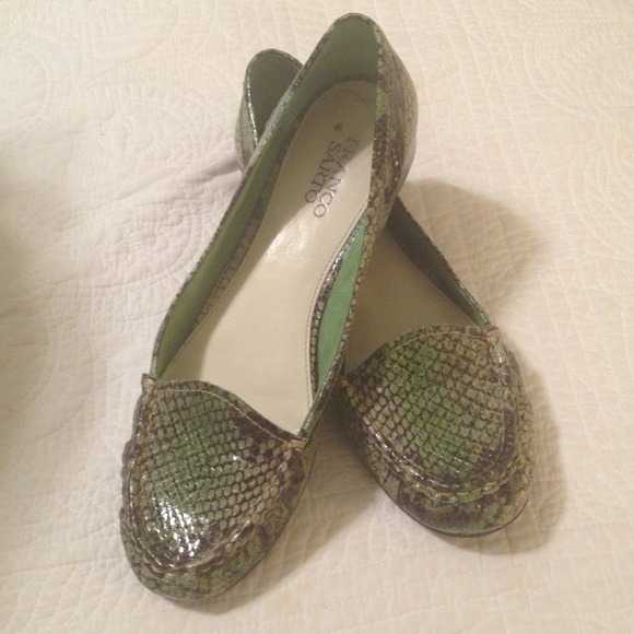 REDUCED Franco Sarto Green faux snake skin loafers