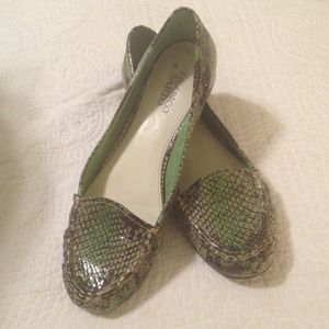 REDUCED Franco Sarto Green faux snake skin loafers