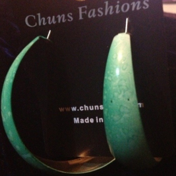 Teal colored hoop earrings