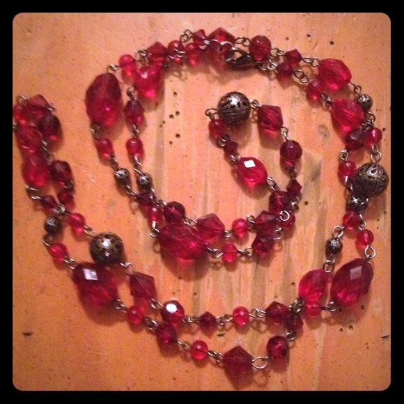Black and red beaded necklace