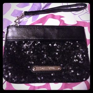 Express Black Glitter Clutch Wristlet