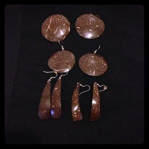 Wooden Earrings 4 pairs.,.price is per pair