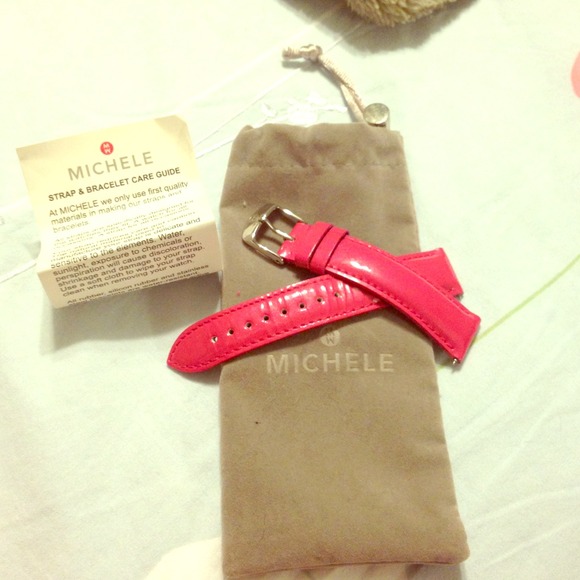 Michele Watch pink leather straps