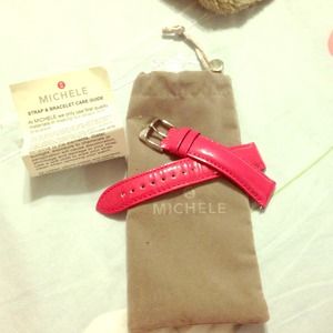 Michele Watch pink leather straps