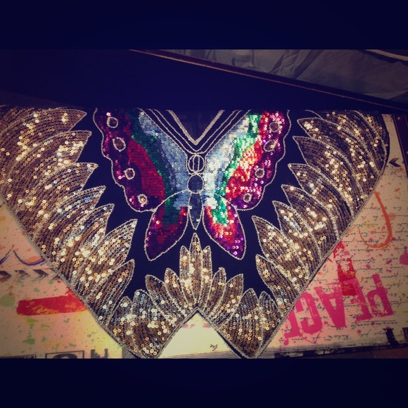 SOLD F21 Sequined Butterfly Croptop