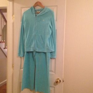 Lilly Pulitzer terry cloth turquoise track suit