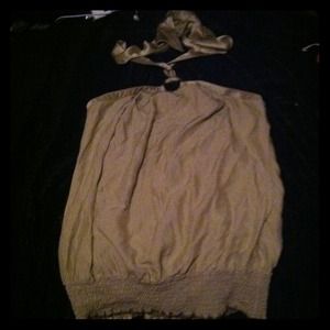 Gold tie around neck shirt