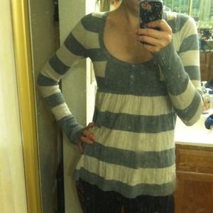 Gray & White Striped Sweater