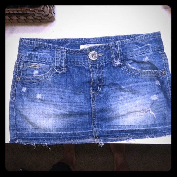 Distressed Jean Skirt