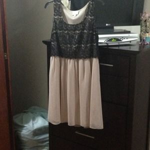 Black and beige lace dress