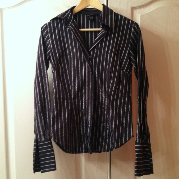BUNDLE: Navy blue striped shirt & striped pants