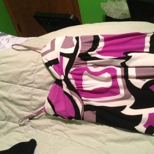 Retro black, purple and white dress