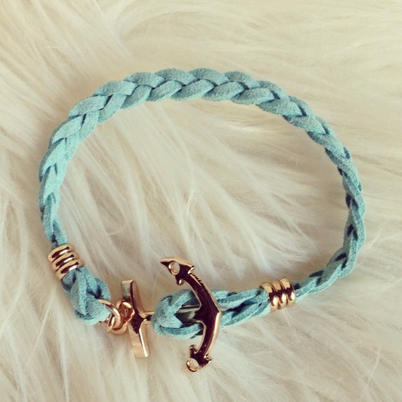 Jewelry - Anchor bracelet - blue + skull head wrap in blue