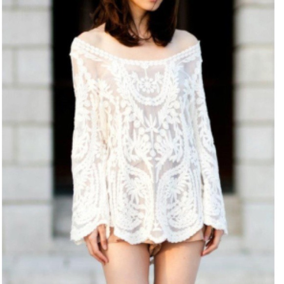 Tops - Sheer lace top! SO CHIC! COMING SOON IN L/XL!!