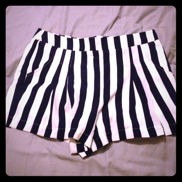 Blue and white stripped shorts