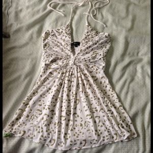 Sky gold and white leopard print top