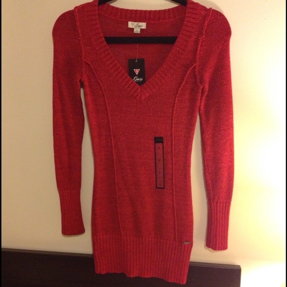 crimson red tunic sweater