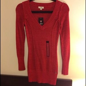 crimson red tunic sweater