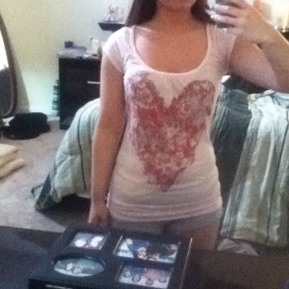 Pink, lace back heart tee