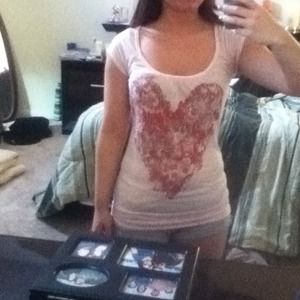 Pink, lace back heart tee