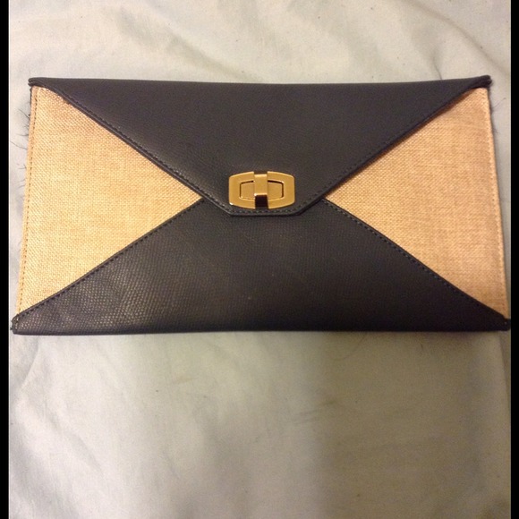 Blue and beige clutch