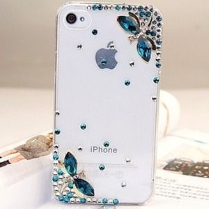 Handmade Blue Crystal iPhone cover 4 4s