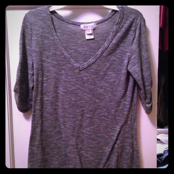 Kirra Grey striped v-neck top