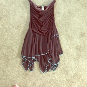 Strapless brown ruffle dress