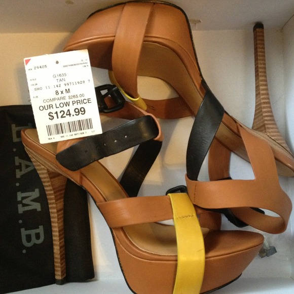 Lamb Skin Tan, Black & Yellow shoes. - Picture 4 of 4