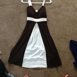 Brown and white dress