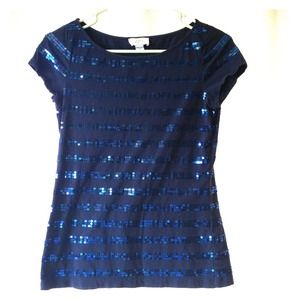 Ann Taylor Loft, navy blue sequined top