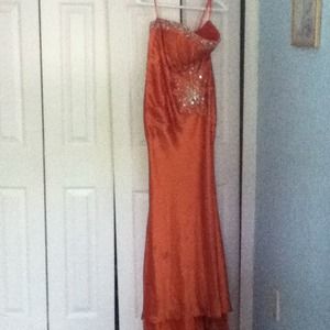 Orange copper prom dress or gown