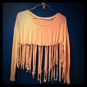 Pink hand cropped and beaded shirt