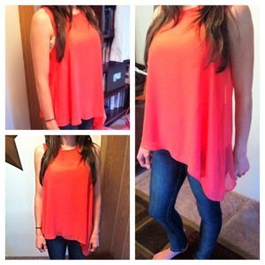 Angled chiffon tangerine blouse!
