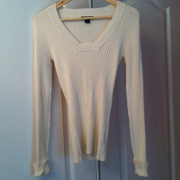 Ivory sweater/shirt with square neckline