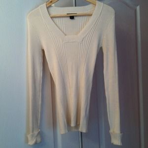 Ivory sweater/shirt with square neckline