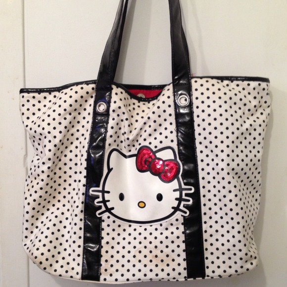 RESERVED!! HUGE sparkly bow hello kitty tote!