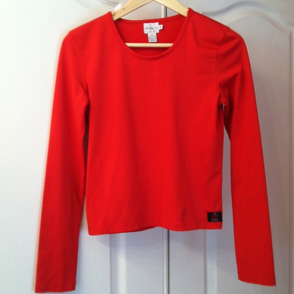 Red Calvin Klein shirt