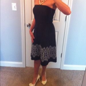 Navy blue and white Ann Taylor Loft dress